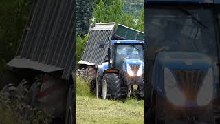 Prevráti sa vlečka  New Holland Fliegl farming agriculture fail dangerous rolnictwo [upl. by Latoyia]