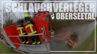 Schlauchverleger im Einsatz  Tony Brändle AG  Mitsubishi Fuso Canter  Feuerwehr Oberseetal [upl. by Shayn]