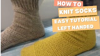 Left Handed How to Knit Socks 2 At A Time Garter Patch Socks Full Tutorial knitsocks knittting [upl. by Suiddaht]