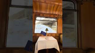 Gourmino dining car winter views gourminodiningcar train rhatischebahn switzerland [upl. by Acemaj152]