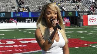 Honey Bxby sings national anthem at Howard vs Morehouse HBCUNY game [upl. by Zeta]