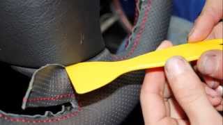 Peugeot 307 Genuine Leather Steering Wheel Cover Install [upl. by Getter]