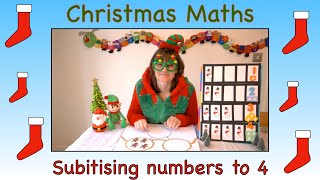 Subitising numbers to 4  Christmas Maths  Learn to count [upl. by Hiram651]