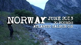 Atlantic salmon 20 pounds fly fishing in Norway [upl. by Nonnac]