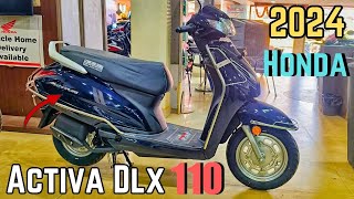 Honda Activa Dlx  2024 E20 model dark blue New features OBD2 fi Price mileage review activa [upl. by Anaeerb]