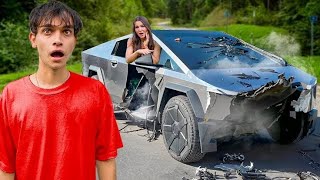 Dobre Brothers  My Girlfriend CRASHED My Tesla Cybertruck  Marcus Dobre [upl. by Lezah]