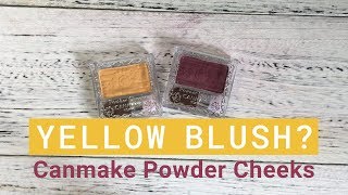 Yellow Blush Canmake Powder Cheeks PW38  PW40 Swatches [upl. by Adilen]