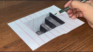 Easy 3D drawing on paper stairs [upl. by Aninay]