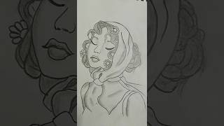 Girl sketch tutorial 💃sketch tutorial ❣️youtube shorts [upl. by Inajna]