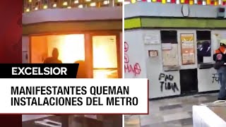 Disturbios en estaciones del Metro de la CDMX por aniversario del 2 de octubre [upl. by Hannahsohs]