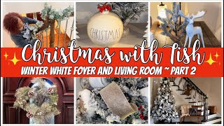 CHRISTMAS DECORATE WITH ME 2024  CHRISTMAS WINTER WHITE LIVING ROOM [upl. by Giefer]