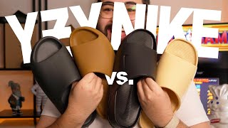 YEEZY SLIDE VS NIKE CALM SLIDE THE ULTIMATE COMPARISON [upl. by Atilrahc]