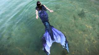 PURPLE MERMAID IN THE LAKE Swimming in my Purple Fin Fun Midnight Athena Elite Mermaid Tail [upl. by Mikihisa]