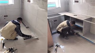 Young Man with great tiling skills Great tiling skills Great technique in construction PART 126 [upl. by Ralat]