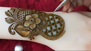 Very Beautiful Unique Floral Henna Design For Back Hand  Latest Full Hand Floral Henna Tutorial [upl. by Elmo652]