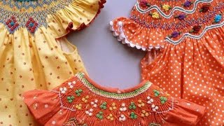 Baby girl embroidery smocking dress designs by Kushi maqbool ideas [upl. by Wilmott]