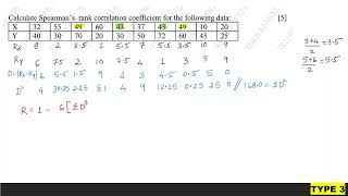 PYQSpearmans Rank Coefficient [upl. by Ahsienauq]