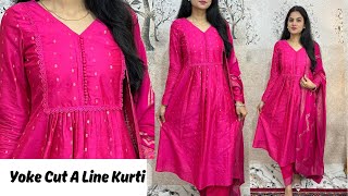 New Yoke A Line Kurti Cutting And Stitching Yoke Kurti DesignTrendy Kurti DesignPleated Kurti [upl. by Callahan]