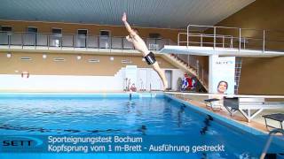 SPORTEIGNUNGSTEST BOCHUM 2015  KOPFSPRUNG1mBrett [upl. by Howe]