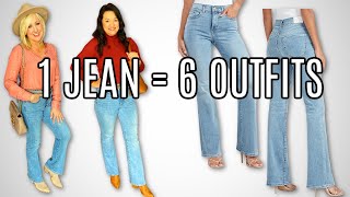 How to Style Bootcut Jeans for Women Over 40  1 Jean 6 Ways [upl. by Timothee484]