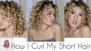 HOW I CURL MY SHORT HAIR TUTORIAL  TIGHT RINGLET CURLS [upl. by Mora311]