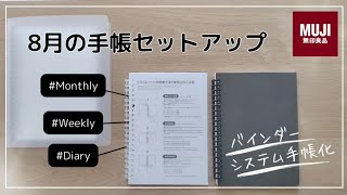 【手帳】8月のセットアップ／無印良品バインダーをシステム手帳化 [upl. by Gan]