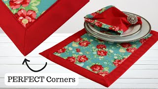 DIY Double Sided Placemats with PERFECT Mitered Corners  Manteles Individuales Doble Cara FACIL [upl. by Py]