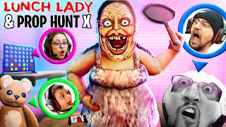 Chubby Lunch Lady Chase amp Tallest Roblox Prop Hunt X Map TOY STORE Mashup FGTeeV 2Games in 1 [upl. by Anahsed]