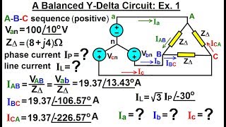 Electrical Engineering Ch 13 3 Phase Circuit 22 of 53 Balanced YDelta Circuit Ex 1 [upl. by Uke]