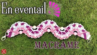 Colorful macrame bracelet En éventail waving  Beautiful pattern macrame with tutorial by Tita [upl. by Enileuqkcaj]