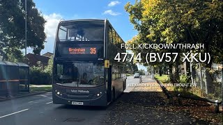 Full Kickdown amp Thrash  Alexander Dennis E400 Trident 2 ZF  4774 BV57 XKU  Route YW35 [upl. by Graehme]