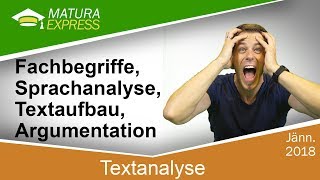 Textanalyse Fachbegriffe Sprachanalyse Textaufbau  Zentralmatura Deutsch Jänner 2018 05 [upl. by Mathew]