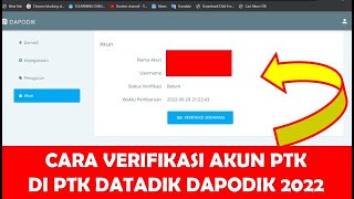 CARA VERIFIKASI AKUN PTK DI DAPODIK 2022  2023  2024 [upl. by Notrom]