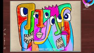 How to draw Cubism Picasso inspired portrait  Cubism art lesson for kids  Cubist face drawing [upl. by Ecyned633]