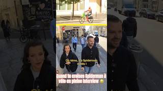 Avec Camille Lellouche on a croisé Spiderman à Vélo pendant l’interview 🫠🤯 [upl. by Iolanthe256]