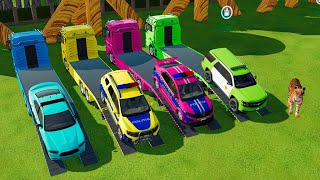 TRANSPORTING PIXAR CARS amp FRUITS WITH COLORED amp JOHN DEERE vs CLAAS vs TRACTORS  BeamNGdrive207 [upl. by Randy]