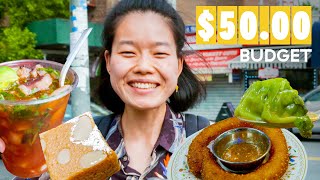 I Ate As Many Different Meals As I Could On A 50 Budget In Jackson Heights  Budget Eats  Delish [upl. by Woll]