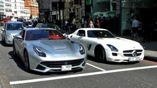 Ferrari F12 vs Mercedes SLS  Accelerations and SLS Breakdown Cool combos  end [upl. by Houser956]