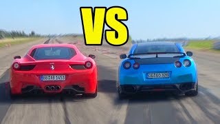 Ferrari 458 Italia vs Nissan GTR R35  RACE😈🚀 [upl. by Sera]