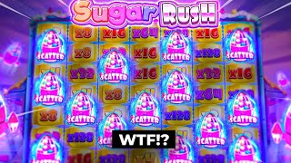 Big win with 40 spin bonus on 10000 high stake bonus buys on Sugar Rush slot bonus compilation [upl. by Nirahs]