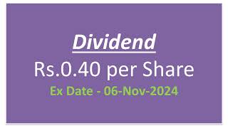 Dividend Rs040  Dividend Stocks in November 2024 Upcoming Dividend Stocks in November 2024 [upl. by Akinorev]