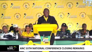 ANC President Cyril Ramaphosa delivers closing remarks at 55th National Conference [upl. by Ryann]