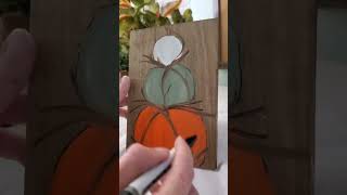 Hand Painted Stacked Pumpkin Art on Wood 🧡 [upl. by Eatnod854]