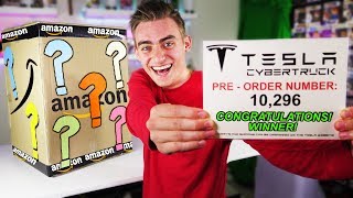 I GOT A TESLA CYBERTRUCK FROM A 5000 AMAZON MYSTERY BOX GIANT UNBOXING  Giveaway [upl. by Arrehs674]