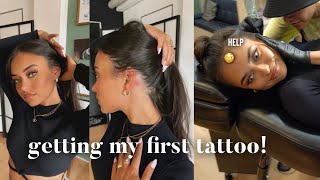 getting my first tattoo behind my ear vlog [upl. by Edgard]