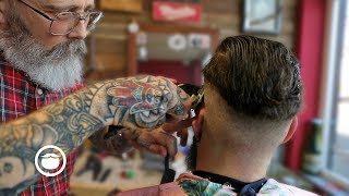 Master Barber Overhauls a Haircut amp Shapes a Beard [upl. by Douty]