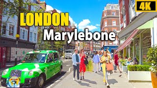 Marylebone London Walking Tour  A Chic Residential Area  4K [upl. by Kenelm]