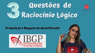 3 Questões de Raciocínio Lógico do IBGP  Nível Médio  Somatize  Professora Edna Mendes [upl. by Atrice]