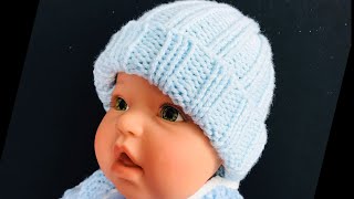 FAST AND EASY KNIT BABY HAT FOR 03M to 12M HOW TO KNIT BEGINNER FRIENDLY KNITTING FOR BABY [upl. by Feltie743]