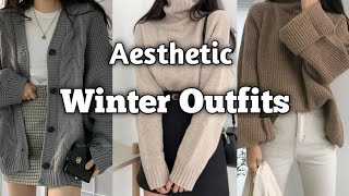 korean outfit ideas  Winter outfits  Aesthatic✨ [upl. by Ateiram]